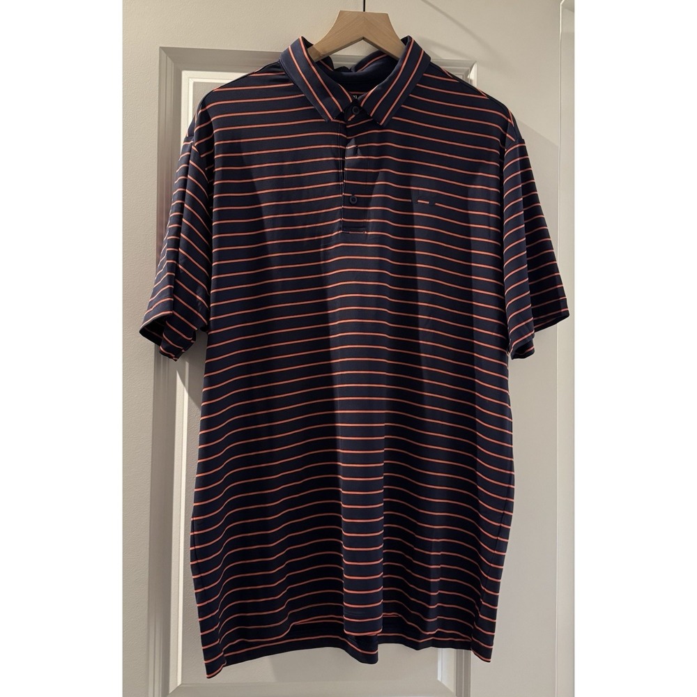 Under Armour Playoff Polo Shirt XL Navy Orange Stripe Golf Performance